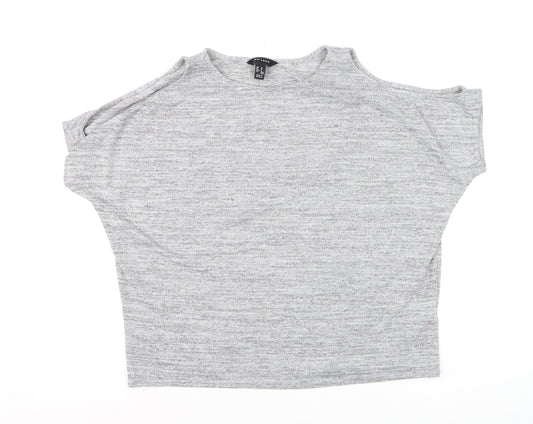 New Look Womens Grey Cold Shoulder Basic Jersey T-Shirt Size M