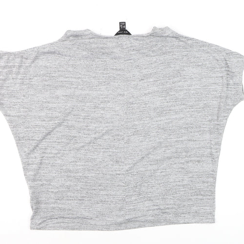 New Look Womens Grey Cold Shoulder Basic Jersey T-Shirt Size M