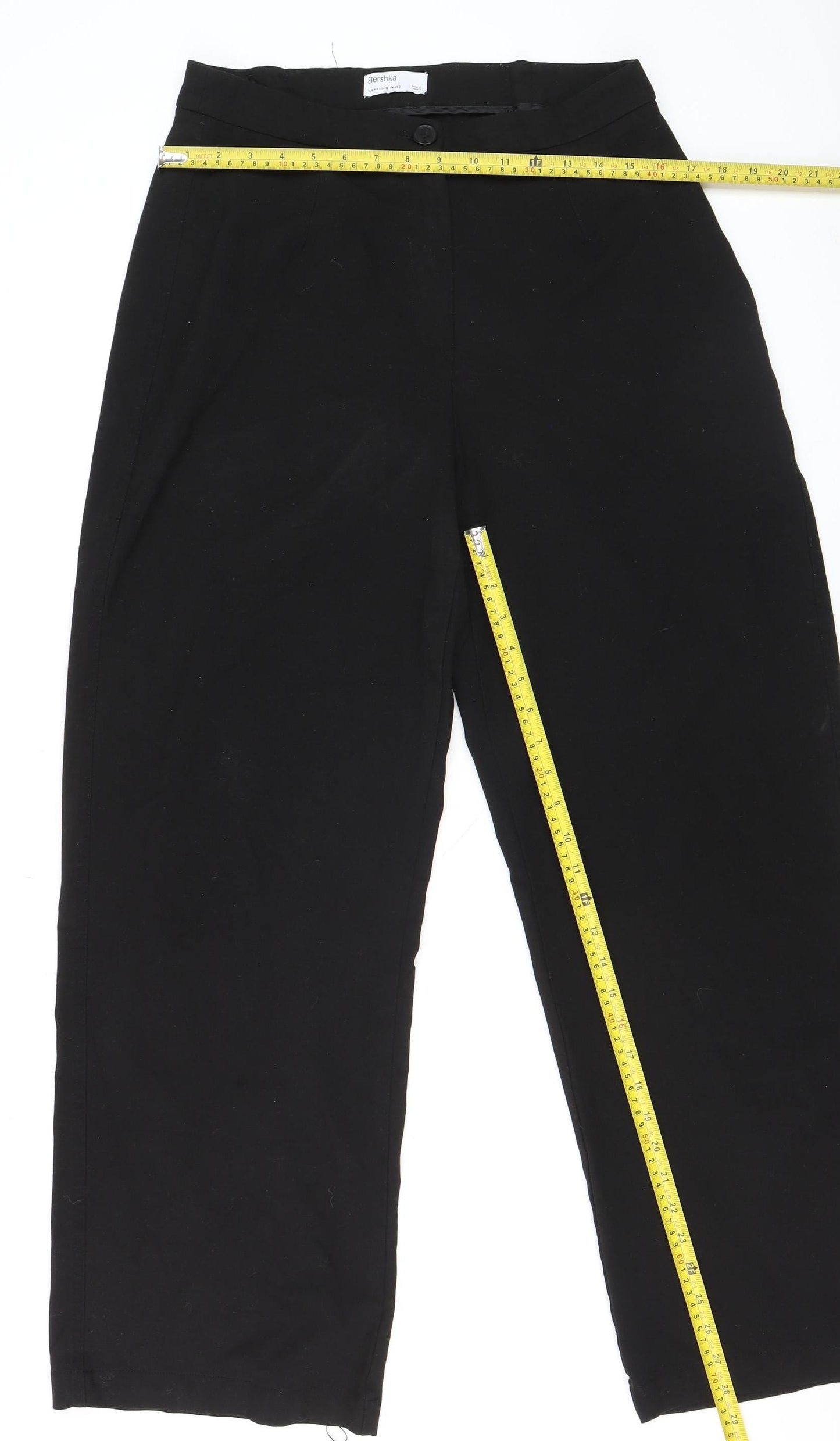 Bershka Men's Black Slim Fit Trousers Size L Polyester Blend