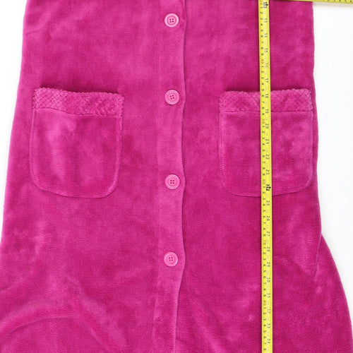 Slenderella Womens Pink Fleece Long Sleeve Button Robe M