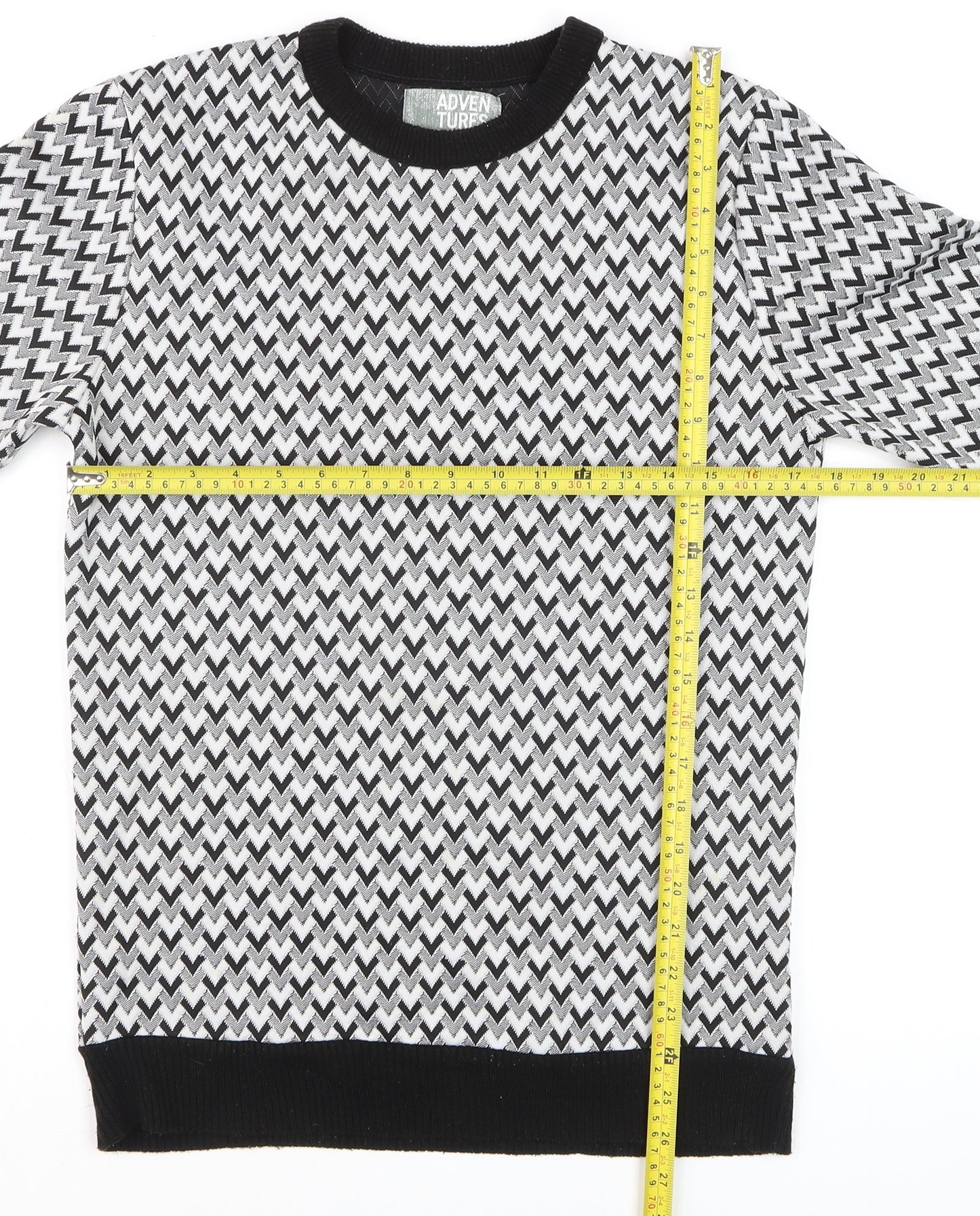 Adventures of the Unsigned Womens Black White Small Crew Neck Pullover Jumper