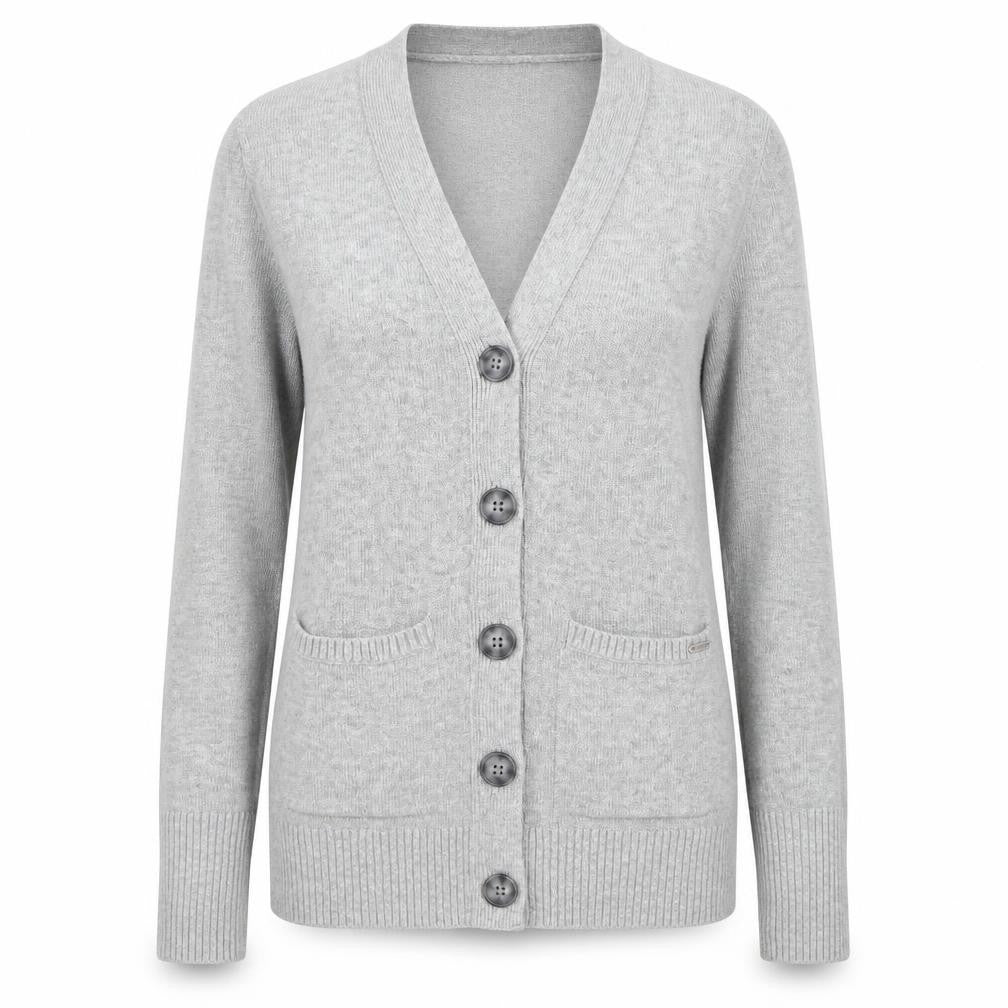 Hollister Women Grey XS Knit V-Neck Long Sleeve Cardigan