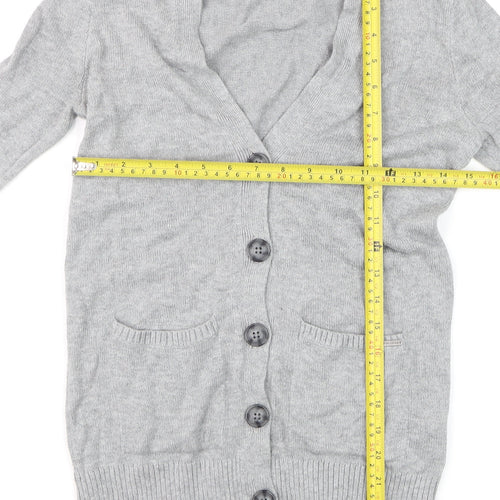 Hollister Women Grey XS Knit V-Neck Long Sleeve Cardigan