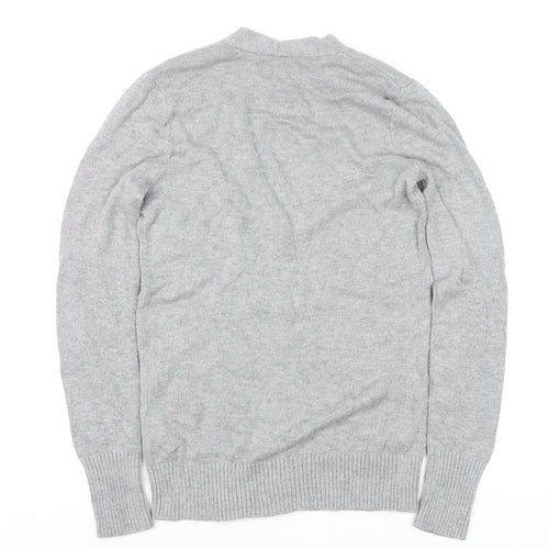 Hollister Women Grey XS Knit V-Neck Long Sleeve Cardigan