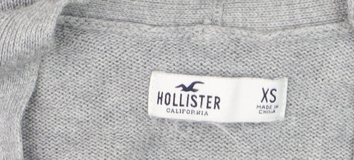 Hollister Women Grey XS Knit V-Neck Long Sleeve Cardigan