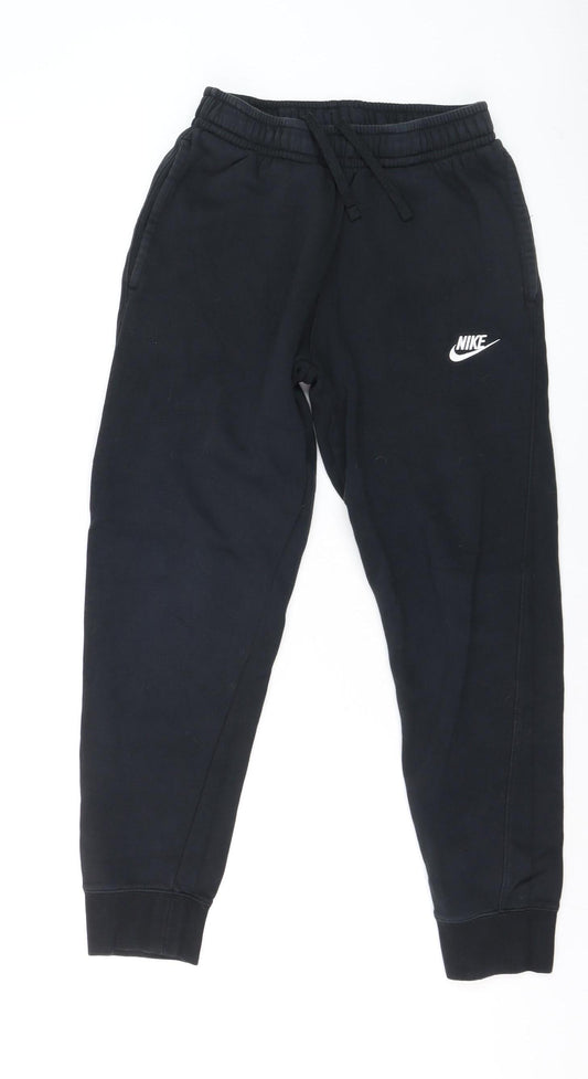 Nike Women's Black Jogger Trousers S Regular Fleece Cotton Blend
