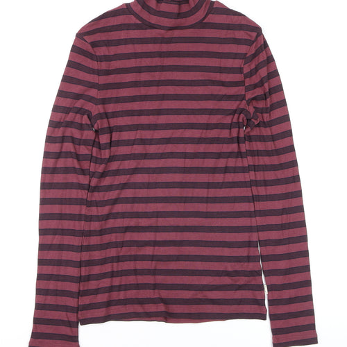 Fat Face Women's Purple Striped Long Sleeve Mock Neck Top Size 12