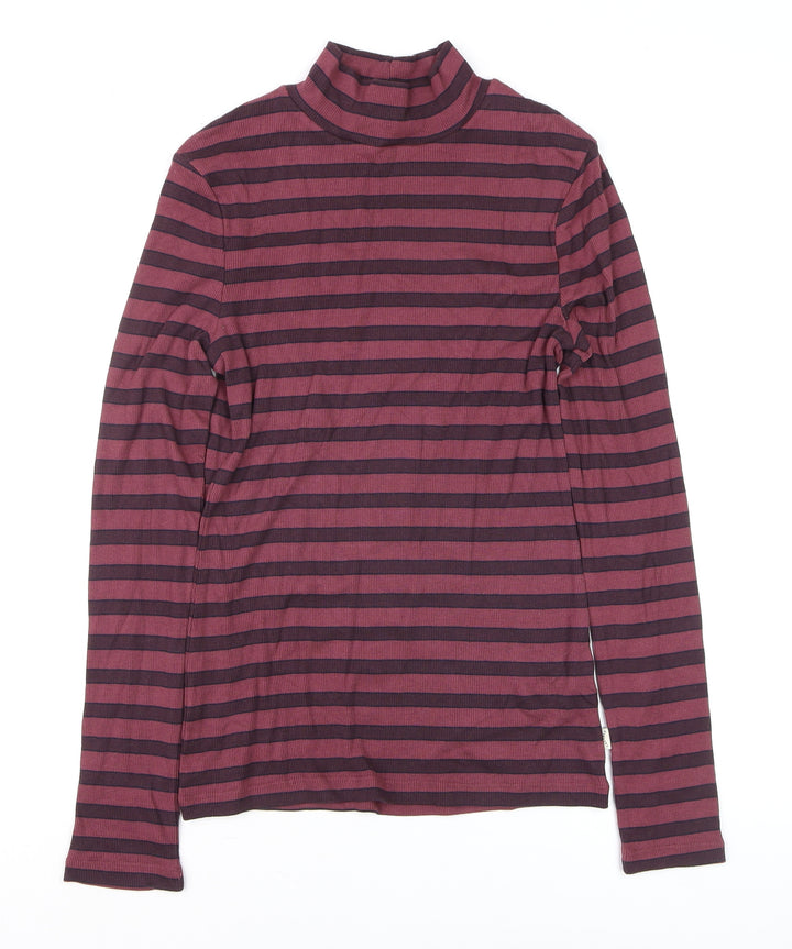 Fat Face Women's Purple Striped Long Sleeve Mock Neck Top Size 12