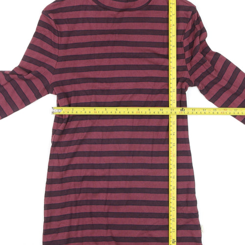Fat Face Women's Purple Striped Long Sleeve Mock Neck Top Size 12