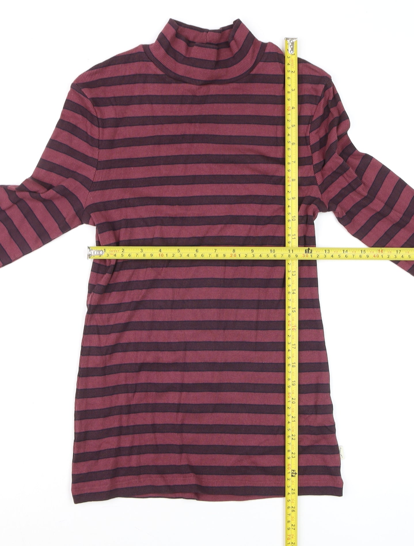 Fat Face Women's Purple Striped Long Sleeve Mock Neck Top Size 12