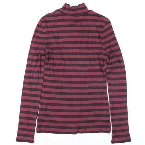 Fat Face Women's Purple Striped Long Sleeve Mock Neck Top Size 12