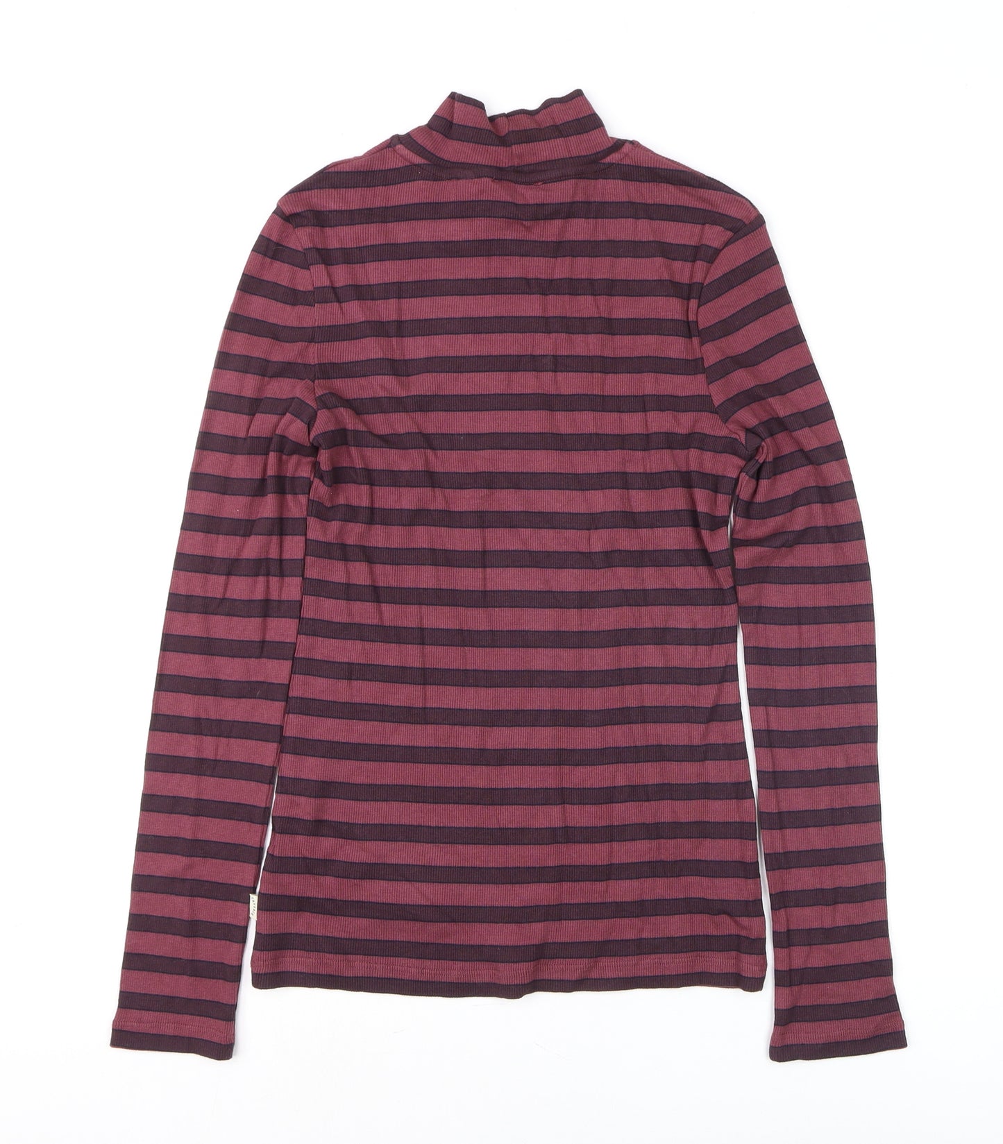 Fat Face Women's Purple Striped Long Sleeve Mock Neck Top Size 12