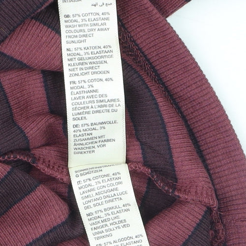 Fat Face Women's Purple Striped Long Sleeve Mock Neck Top Size 12