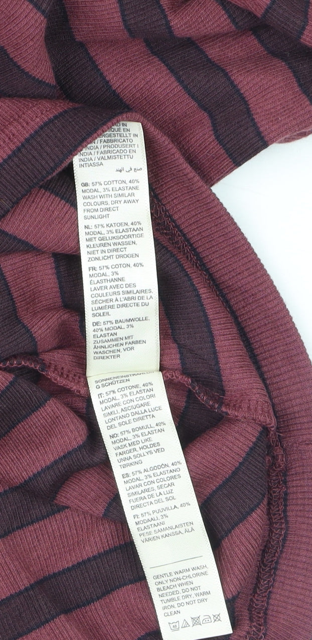 Fat Face Women's Purple Striped Long Sleeve Mock Neck Top Size 12