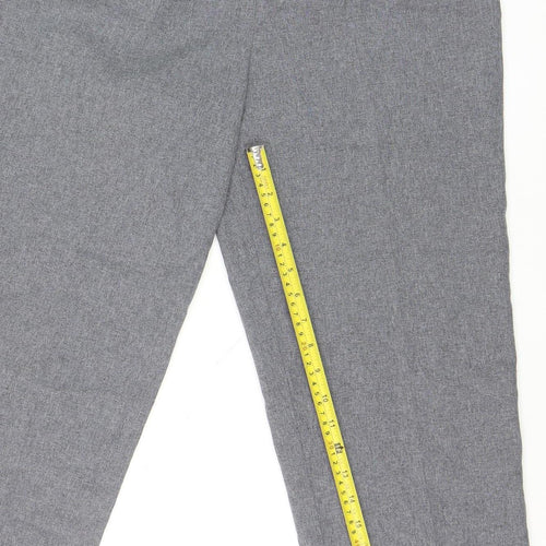 BM Collection Womens Grey Size 14 Elastic Waist Straight Trousers
