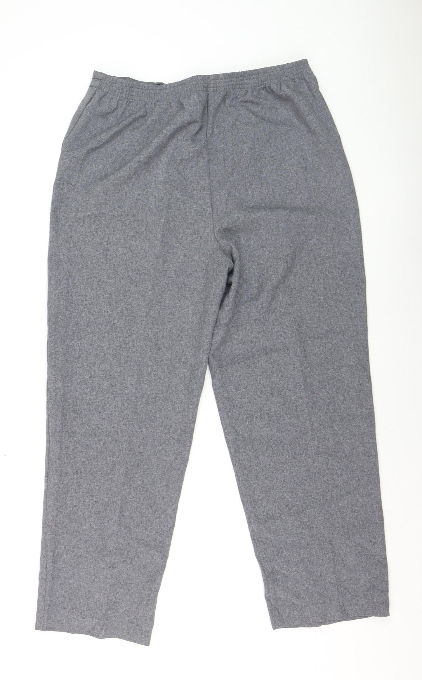BM Collection Womens Grey Size 14 Elastic Waist Straight Trousers