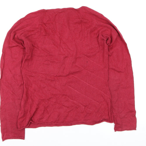 White Stuff Women Red Long Sleeve Scoop Neck Pullover Jumper Size 12