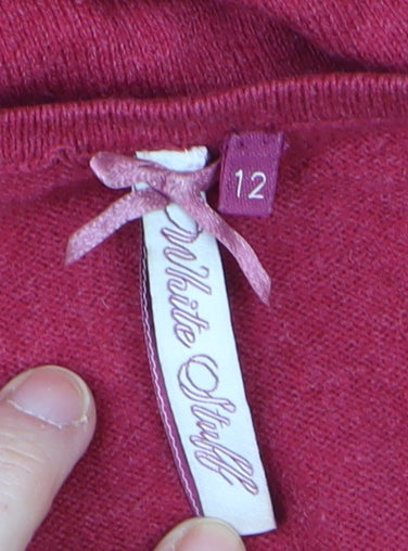 White Stuff Women Red Long Sleeve Scoop Neck Pullover Jumper Size 12