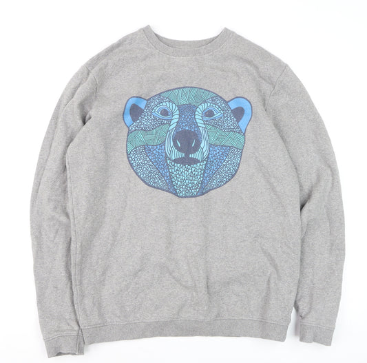 Teemill Men's Grey L Organic Cotton Animal Graphic Sweatshirt