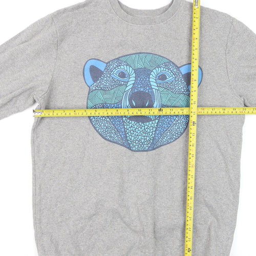 Teemill Men's Grey L Organic Cotton Animal Graphic Sweatshirt