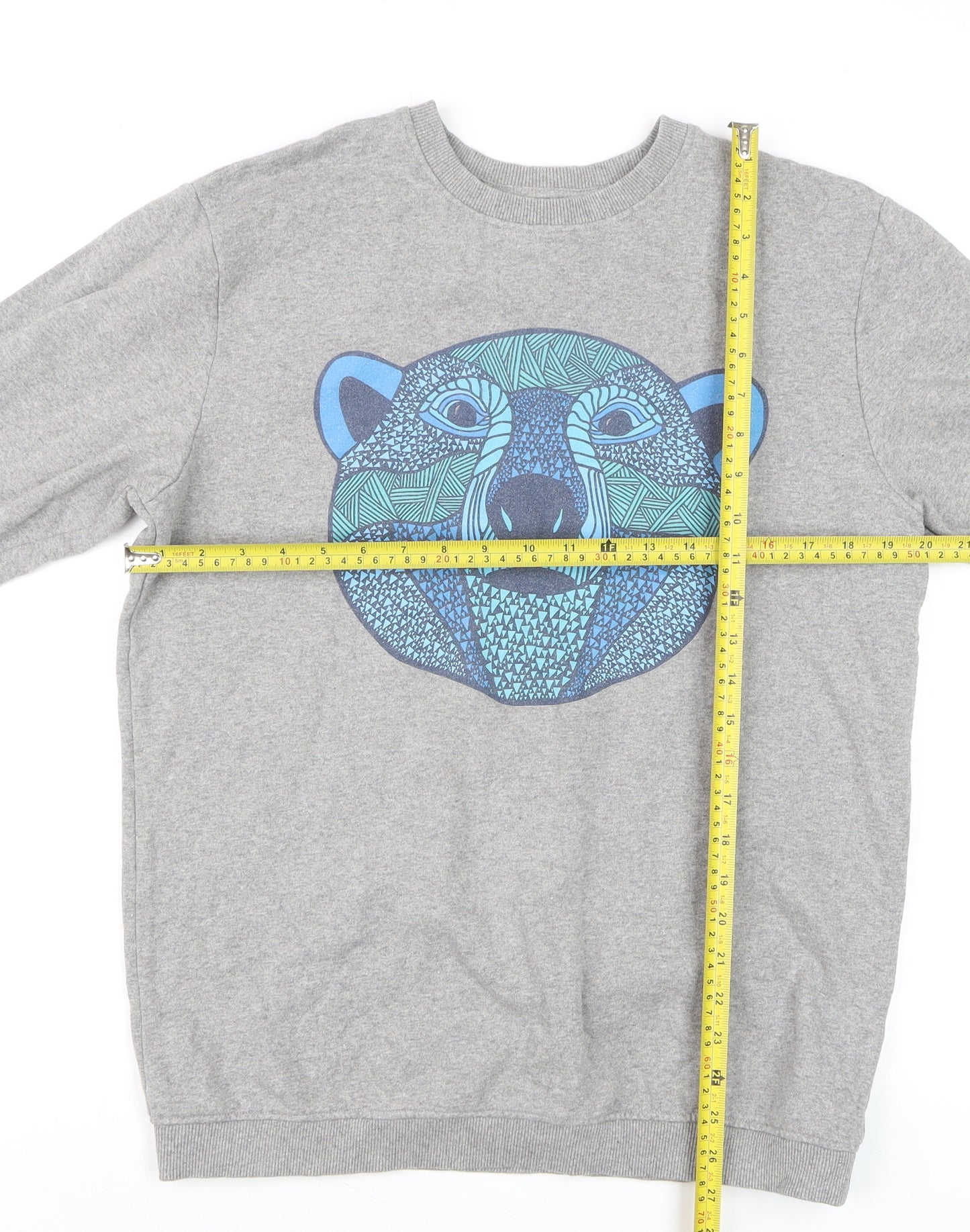 Teemill Men's Grey L Organic Cotton Animal Graphic Sweatshirt