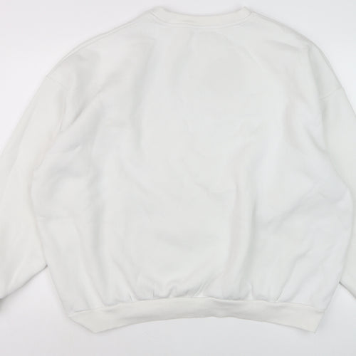 Collusion Men’s White L Pullover Sweatshirt Crew Neck Graphic Print