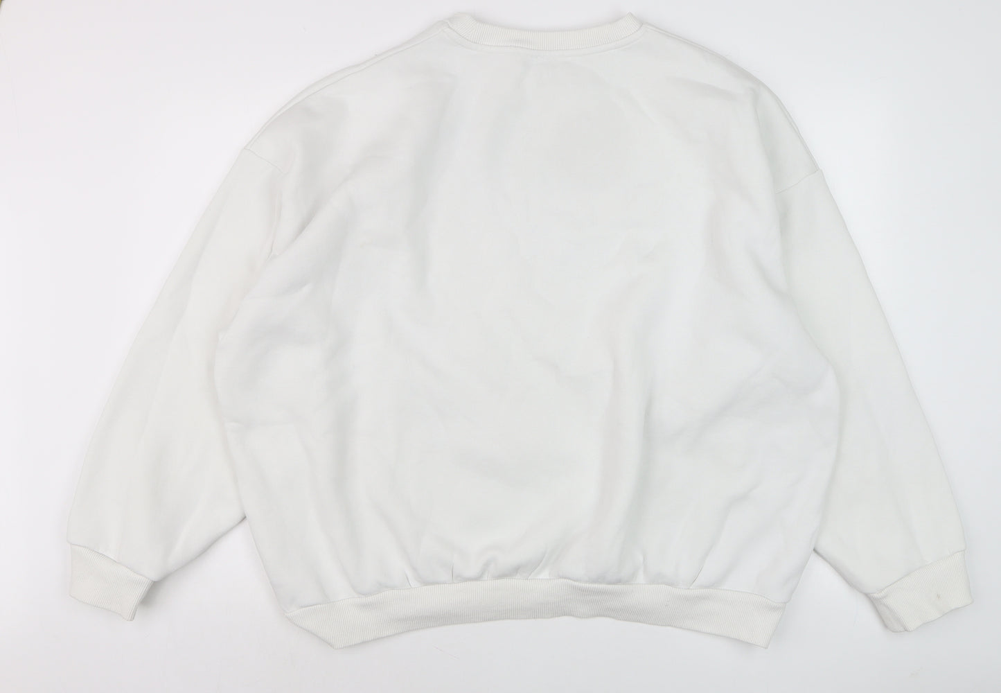 Collusion Men’s White L Pullover Sweatshirt Crew Neck Graphic Print