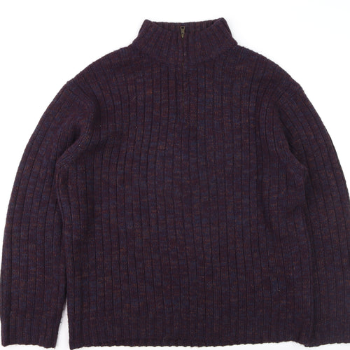 Marks and Spencer Men’s Purple Wool Blend 1/4 Zip Jumper 2XL