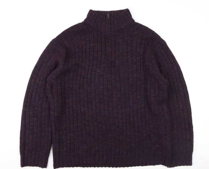 Marks and Spencer Men’s Purple Wool Blend 1/4 Zip Jumper 2XL