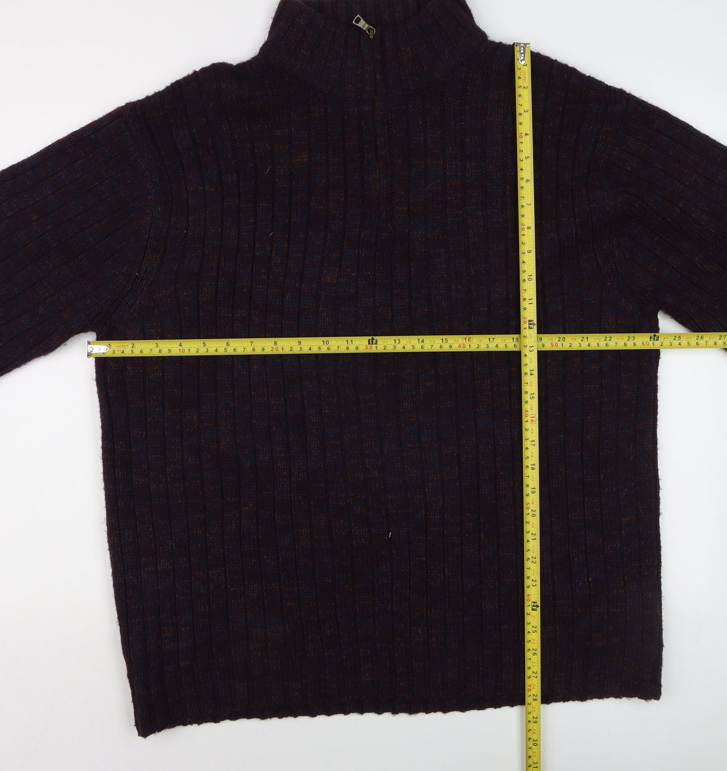 Marks and Spencer Men’s Purple Wool Blend 1/4 Zip Jumper 2XL