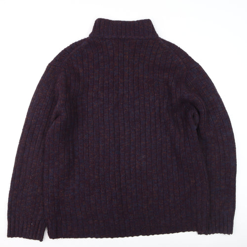 Marks and Spencer Men’s Purple Wool Blend 1/4 Zip Jumper 2XL