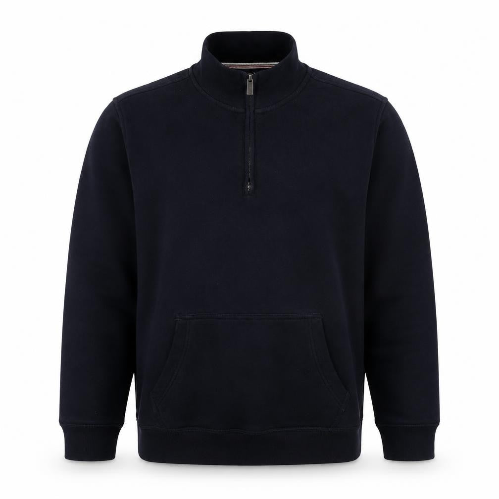 Front view of Lands' End Men's Blue 1/2 Zip Fleece Sweatshirt Medium