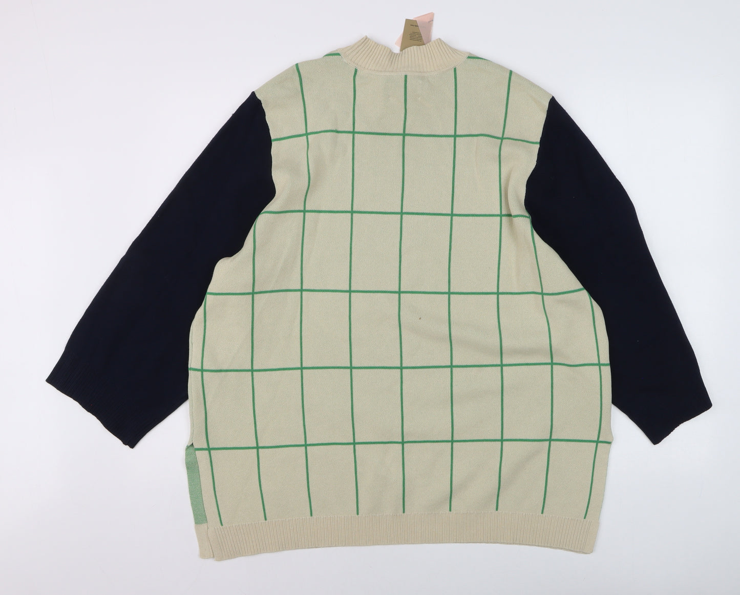 Nümph Men's Beige Check Knit Crew Neck Pullover Jumper XL