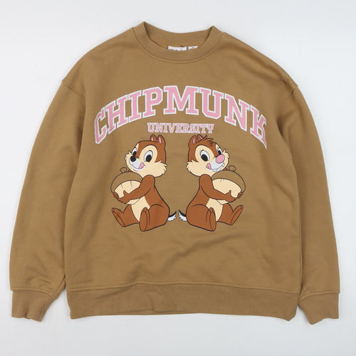 Disney Chipmunk University Brown Sweatshirt Women XS Crew Neck Pullover
