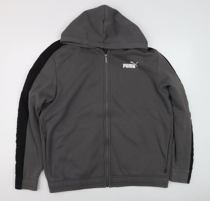Puma Men's Grey XL Track Jacket Full Zip Hooded Activewear