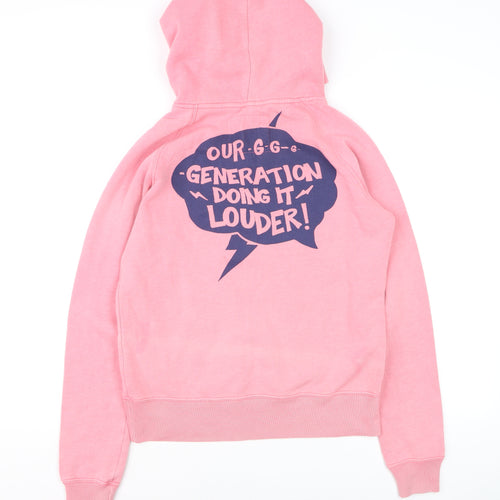 Jack Wills Womens Pink Hoodie Size 12 Pullover Graphic Print Sweatshirt