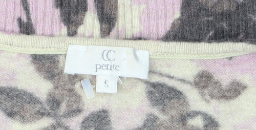 CC Petite Women's Pink Floral Cardigan Small Viscose Wool Blend