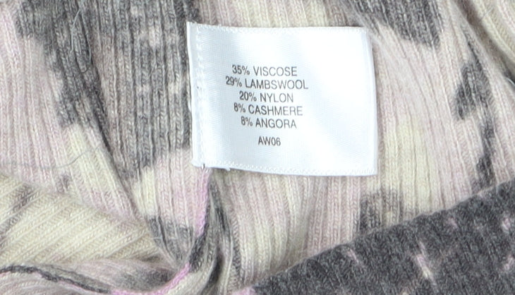 CC Petite Women's Pink Floral Cardigan Small Viscose Wool Blend