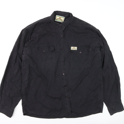 Bay Line Men's Black Cotton Long Sleeve Button-Up Shirt L