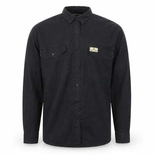 Bay Line Men's Black Cotton Long Sleeve Button-Up Shirt L
