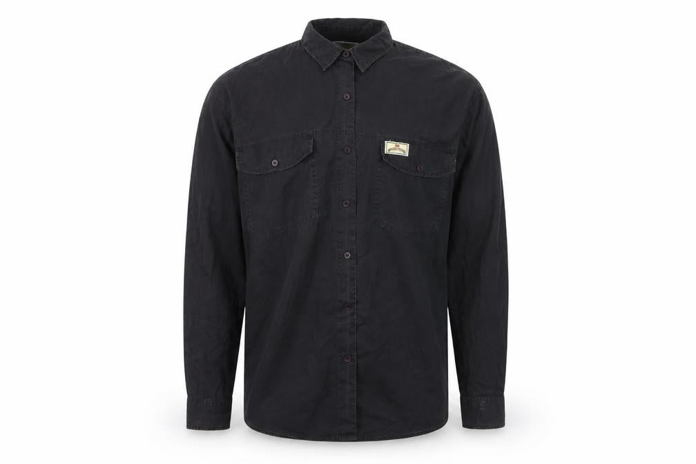 Bay Line Men's Black Cotton Long Sleeve Button-Up Shirt L
