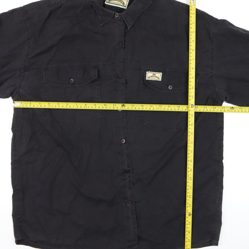 Bay Line Men's Black Cotton Long Sleeve Button-Up Shirt L