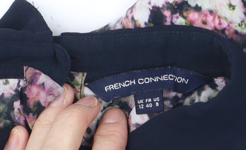 French Connection Women's Multicoloured Floral Chiffon Blouse Size 12