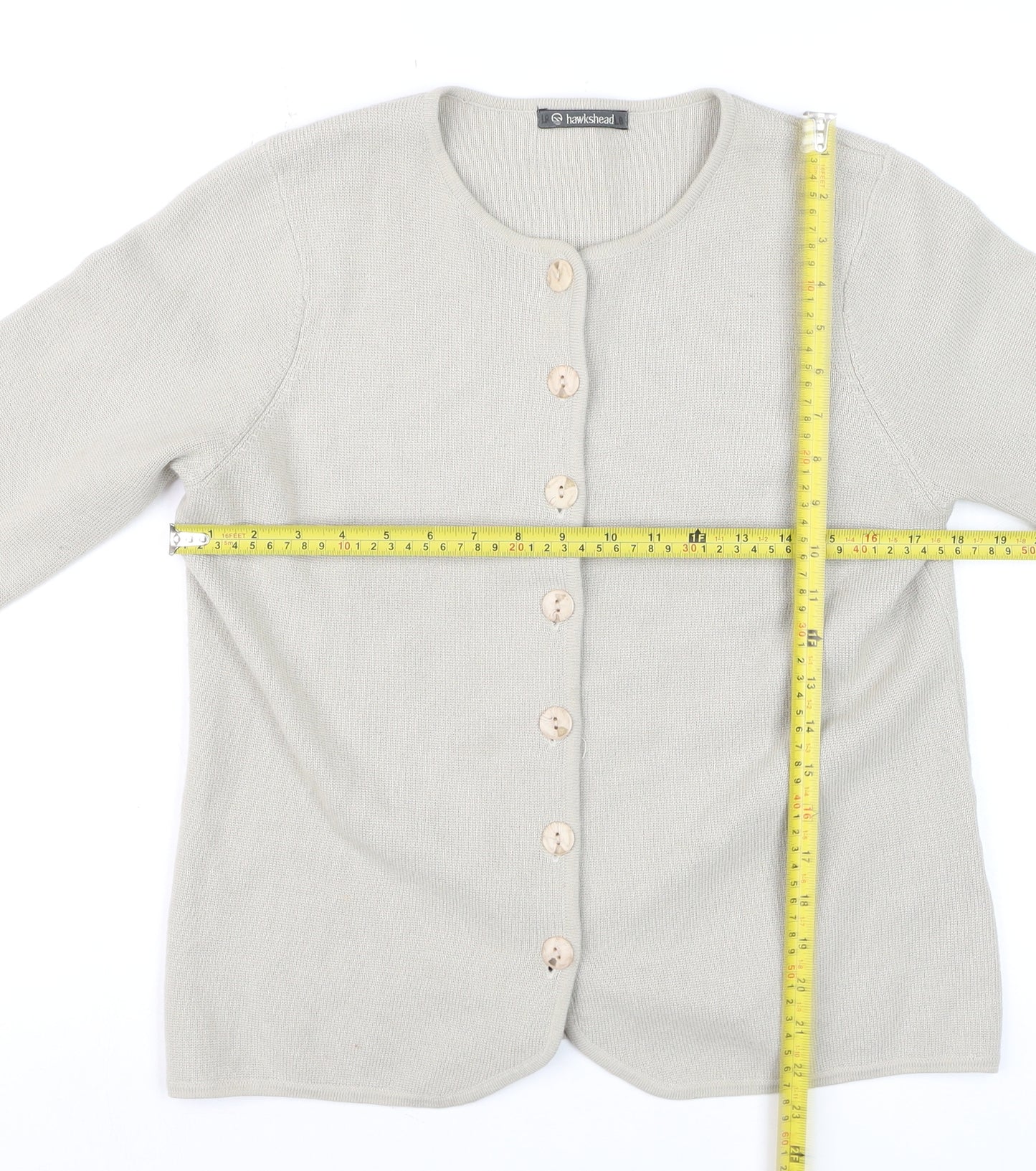 Hawkshead Women's Beige Cotton Button Cardigan M