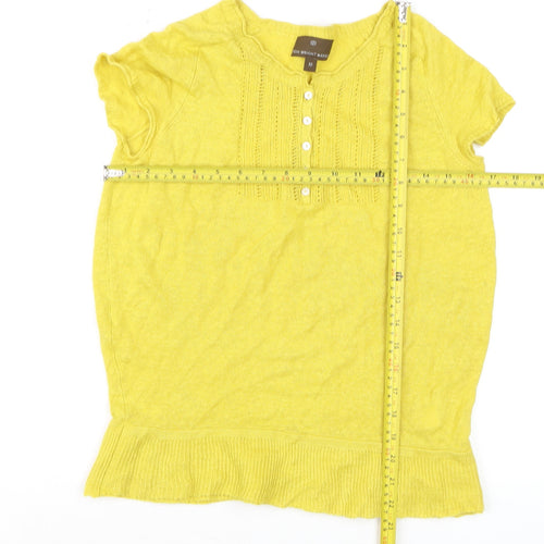 Fenn Wright Manson Women's Yellow Linen Cotton Short Sleeve Blouse Size 10