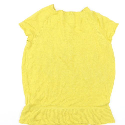 Fenn Wright Manson Women's Yellow Linen Cotton Short Sleeve Blouse Size 10