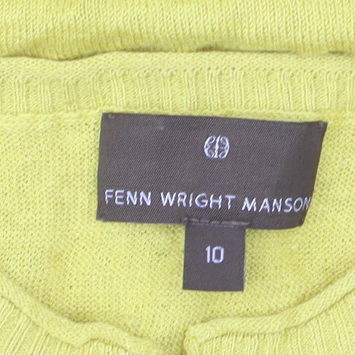 Fenn Wright Manson Women's Yellow Linen Cotton Short Sleeve Blouse Size 10