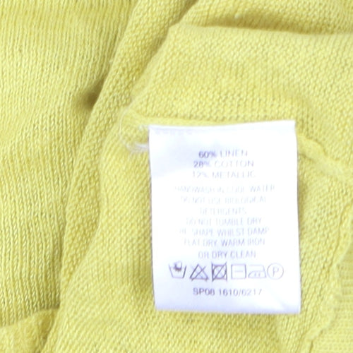 Fenn Wright Manson Women's Yellow Linen Cotton Short Sleeve Blouse Size 10