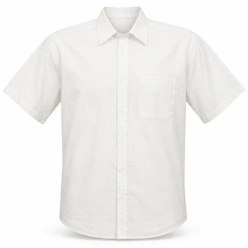 Thomas Nash Men's White Short Sleeve Cotton Blend Button-Up Shirt 15.5in