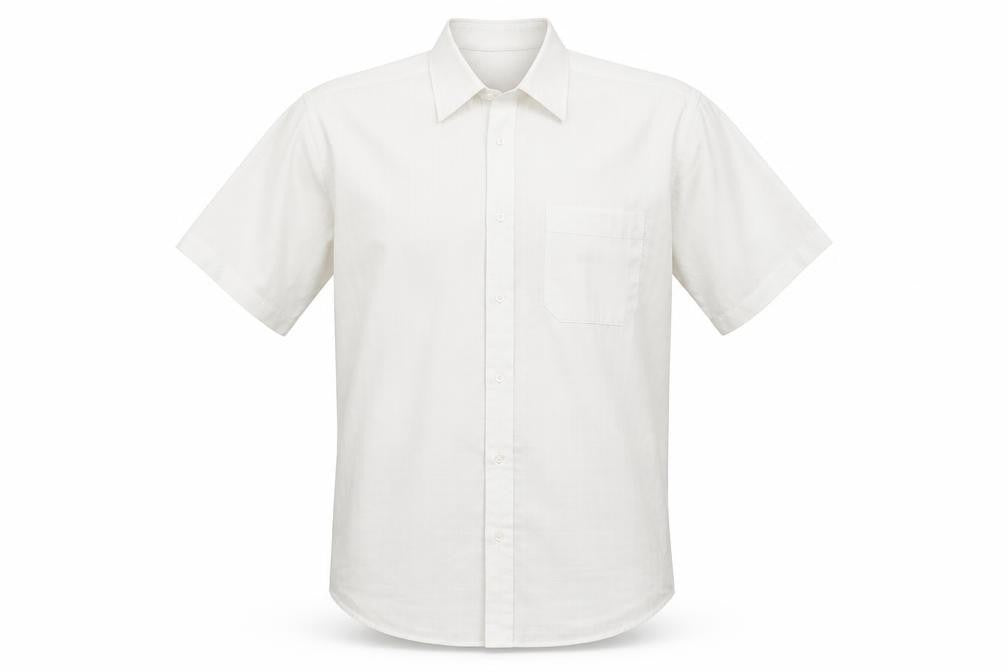 Thomas Nash Men's White Short Sleeve Cotton Blend Button-Up Shirt 15.5in